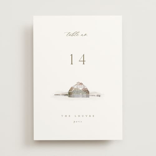 This is a fawn table numbers with standard by AK Graphics called rustic barn printing on doublethick in standard