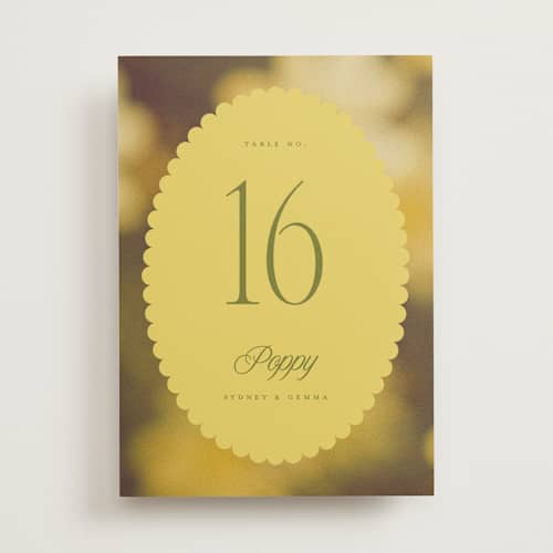 This is a island citrus table numbers with standard by Morgan Kendall called bloom printing on doublethick in standard