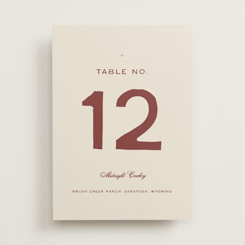 This is a rust table numbers with standard by Ani Somi called rose ink printing on doublethick in standard