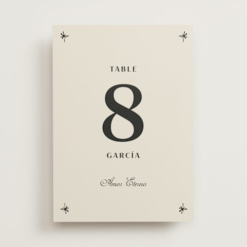 This is a ivory table numbers with standard by Ani Somi called milagro printing on doublethick in standard