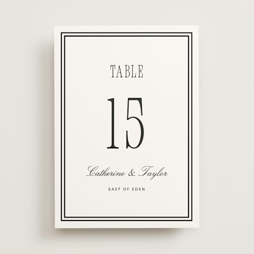 This is a silk table numbers with standard by Kelly Schmidt called formal minimalist printing on doublethick in standard