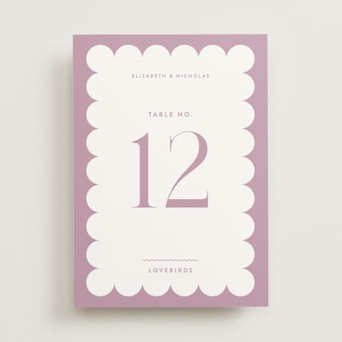 This is a lilac dreams table numbers with standard by Design Lotus called lavender dreams printing on doublethick in standard