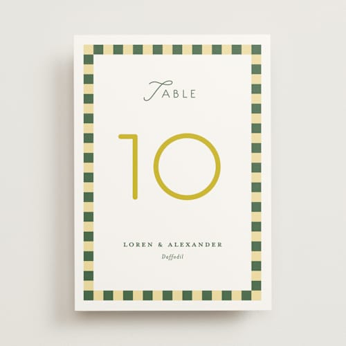 This is a citrus table numbers with standard by Angela Quan called grid printing on doublethick in standard