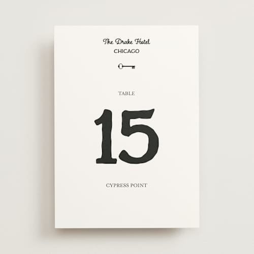 This is a ivory table numbers with standard by Studio Suku called hotel printing on doublethick in standard