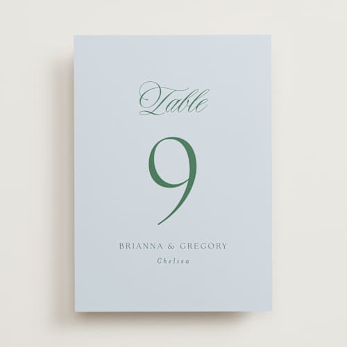 This is a sky table numbers with standard by Everett Paper Goods called carlyle printing on doublethick in standard