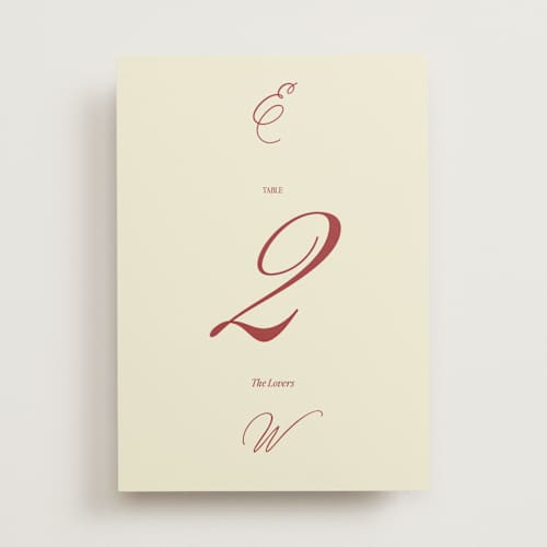 This is a burgundy table numbers with standard by Helena Vitto called elizabeth printing on doublethick in standard