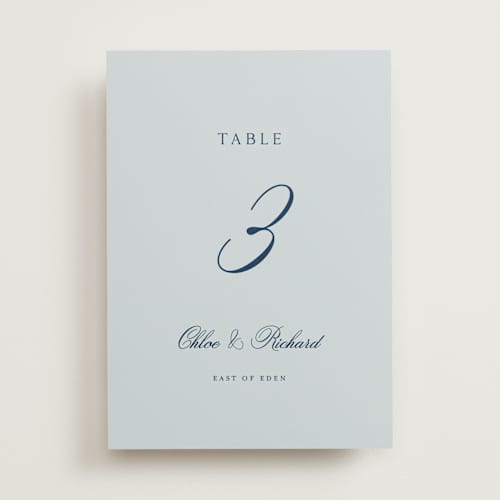 This is a sky table numbers with standard by Kelly Schmidt called landscape script printing on doublethick in standard