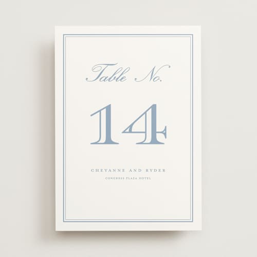 This is a chesapeake table numbers with standard by Stacey Meacham called engraved names printing on doublethick in standard