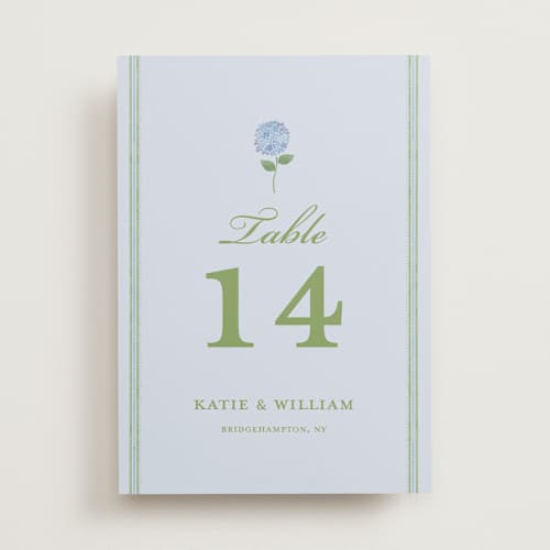 This is a coastal table numbers with standard by Madhvi Samimi called hydrangea vines printing on doublethick in standard