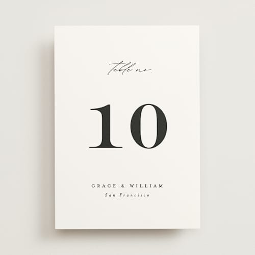 This is a cotton table numbers with standard by Angela Thompson called delicate script printing on doublethick in standard