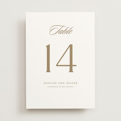 This is a golden table numbers with standard by Stacey Meacham called classic decorum printing on doublethick in standard