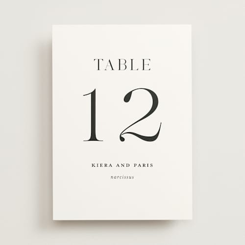 This is a tuxedo table numbers with standard by tuldok called embellished note printing on doublethick in standard
