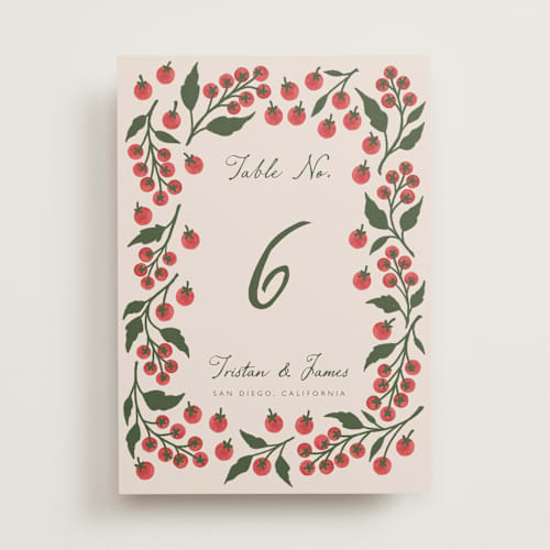 This is a tomato table numbers with standard by Katharine Watson called cherry tomatoes printing on doublethick in standard