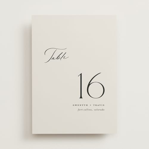 This is a ivory table numbers with standard by Carolyn Nicks called kinkaid printing on doublethick in standard