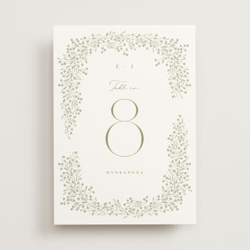 This is a leaf table numbers with standard by Kristie Kern called villa printing on doublethick in standard