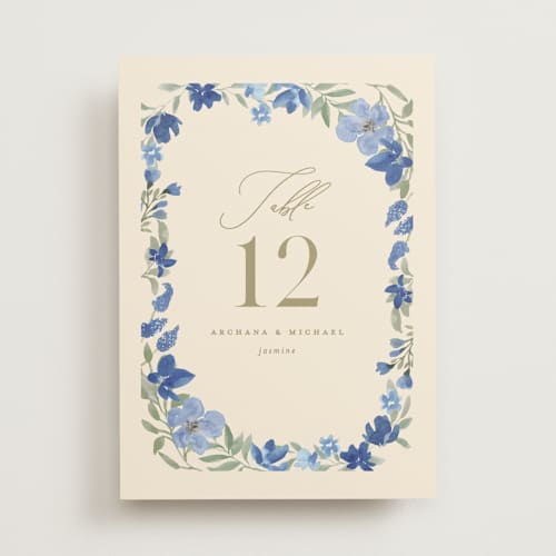 This is a blueberry table numbers with standard by Creo Study called nilgiri printing on doublethick in standard