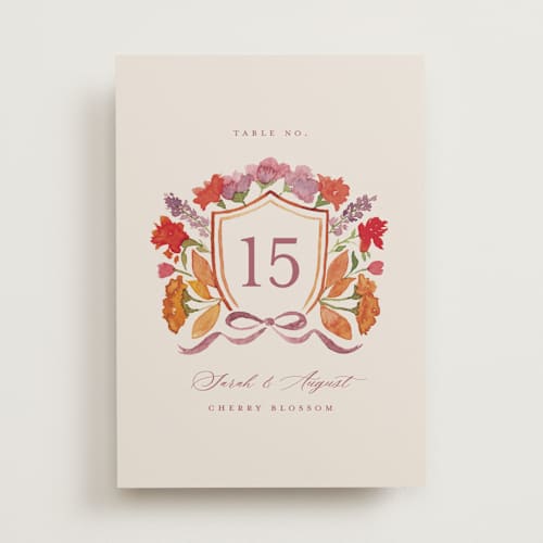 This is a autumn table numbers with standard by Pink House Press called crest fall printing on doublethick in standard