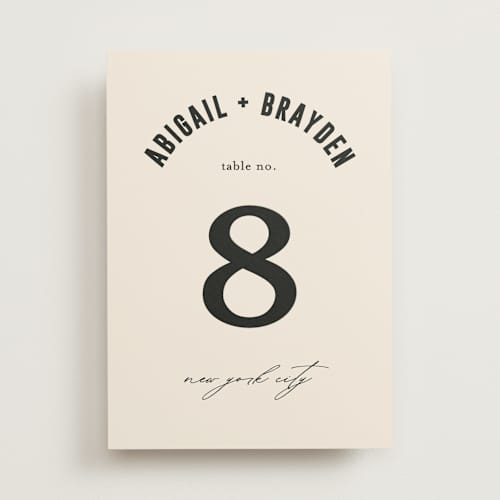 This is a cream table numbers with standard by Pixel and Hank called spin printing on doublethick in standard