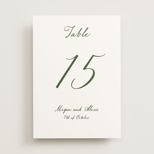 This is a moss table numbers with standard by Cass Loh called handwritten printing on doublethick in standard