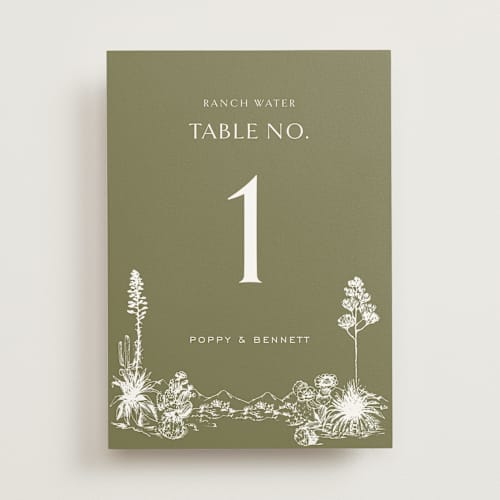 This is a verde table numbers with standard by Megan Davis called rancho printing on doublethick in standard