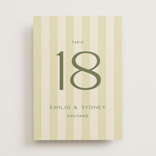 This is a lime table numbers with standard by Ellen Schlegelmilch called palmetto printing on doublethick in standard