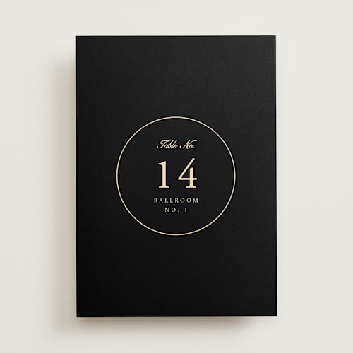 This is a sunshine table numbers with standard by Jen Ramsey called elegant and formal printing on doublethick in standard
