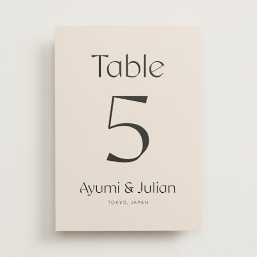 This is a ivory table numbers with standard by Melanie Kosuge called ayumi printing on doublethick in standard