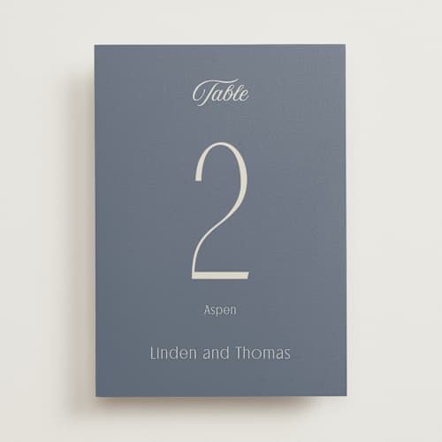 This is a french blue table numbers with standard by Nicoletta Savod called ritzy printing on doublethick in standard