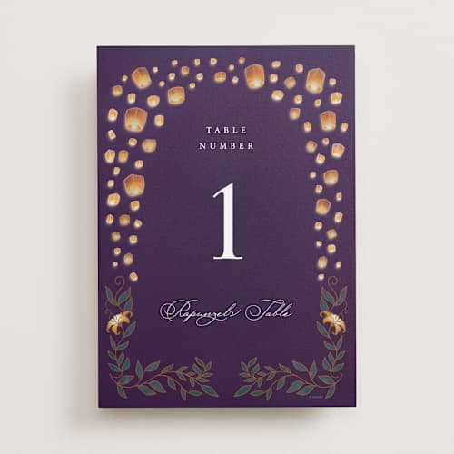 This is a twilight table numbers with standard by Simona Camp called disney's tangled lanterns printing on doublethick in standard