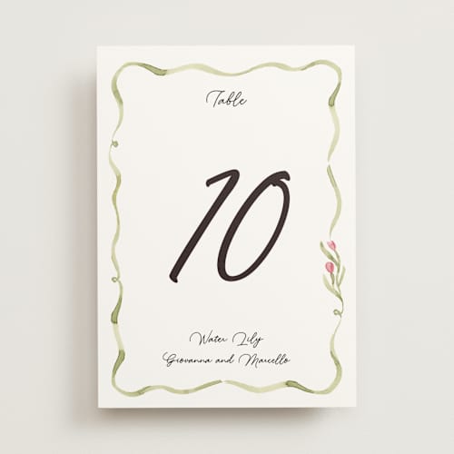 This is a deep blush table numbers with standard by Pati Cascino called barolo printing on doublethick in standard