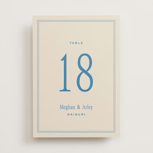 This is a cornflower table numbers with standard by Ellen Schlegelmilch called cherry printing on doublethick in standard
