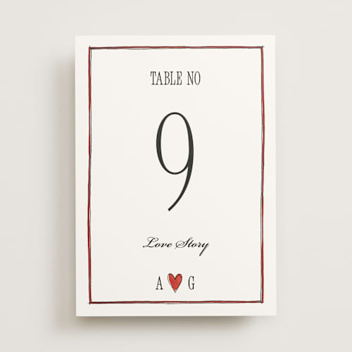 This is a lily table numbers with standard by Pati Cascino called two hearts printing on doublethick in standard