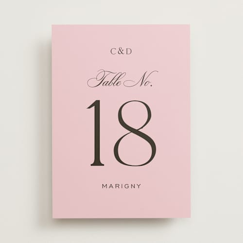 This is a peony table numbers with standard by Megan Davis called nola printing on doublethick in standard