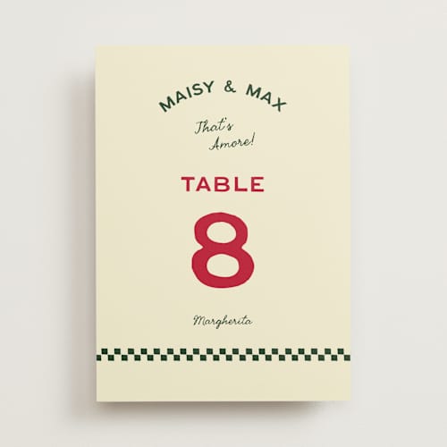 This is a pizzeria table numbers with standard by Ani Somi called trattoria printing on doublethick in standard