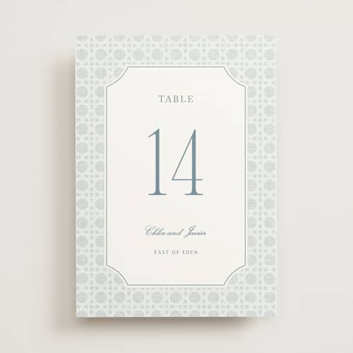 This is a sky table numbers with standard by Kelly Schmidt called summer linen printing on doublethick in standard