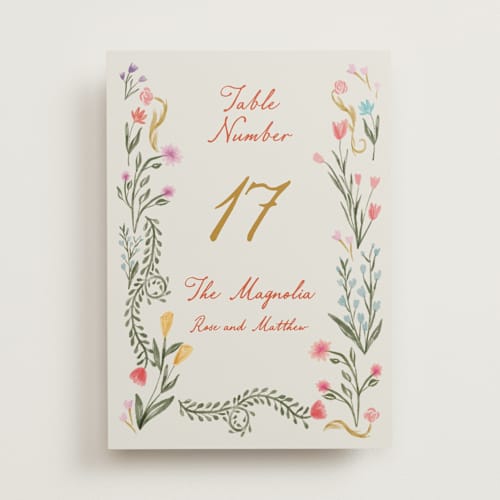 This is a sunset table numbers with standard by Maja Cunningham called chantilly printing on doublethick in standard