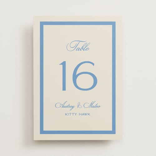 This is a sky table numbers with standard by Jackie Crawford called kitty hawk printing on doublethick in standard