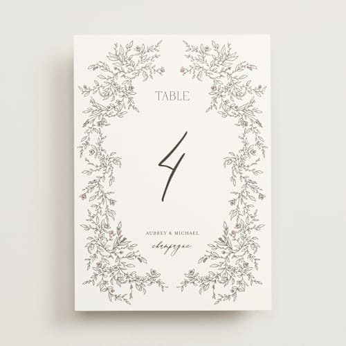 This is a ravello table numbers with standard by Anne Ciotola called cottonwood printing on doublethick in standard