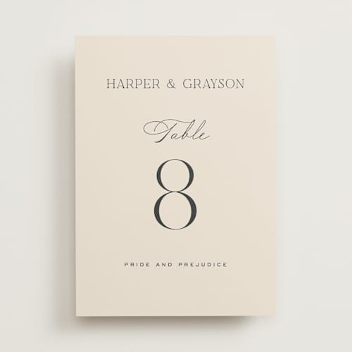 This is a creme table numbers with standard by Carly Reed Walker called tendu printing on doublethick in standard