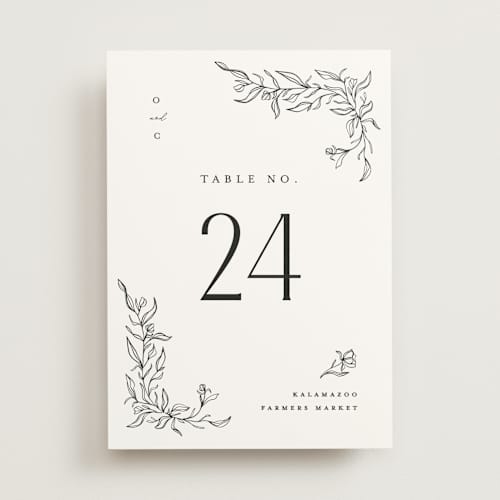 This is a alpine table numbers with standard by Pixel and Hank called floral cascade printing on doublethick in standard