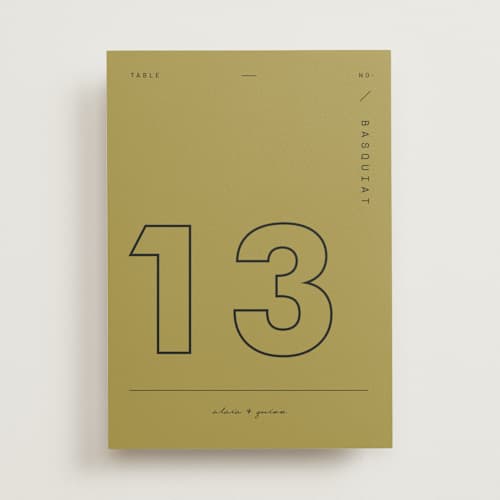 This is a verona sunset table numbers with standard by Blustery August called alaia printing on doublethick in standard