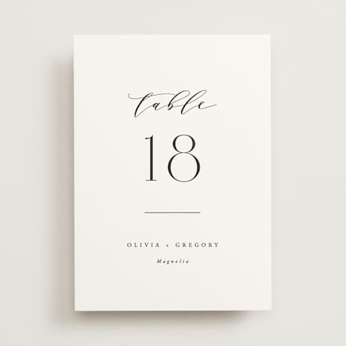 This is a lily table numbers with standard by Hooray Creative called classy type printing on doublethick in standard