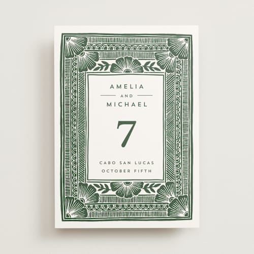 This is a fern table numbers with standard by Katharine Watson called block print frame printing on signature in standard