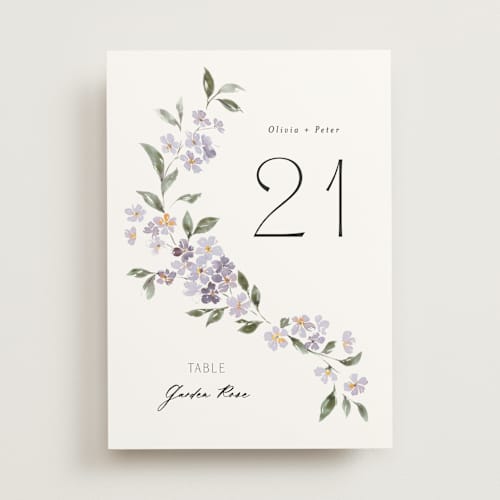 This is a periwinkle table numbers with standard by Itsy Belle Studio called sweeping vine printing on doublethick in standard