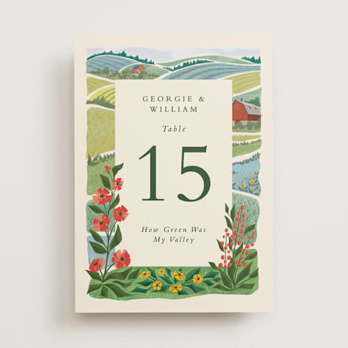 This is a barn table numbers with standard by Paper Sun Studio called farm and field printing on doublethick in standard