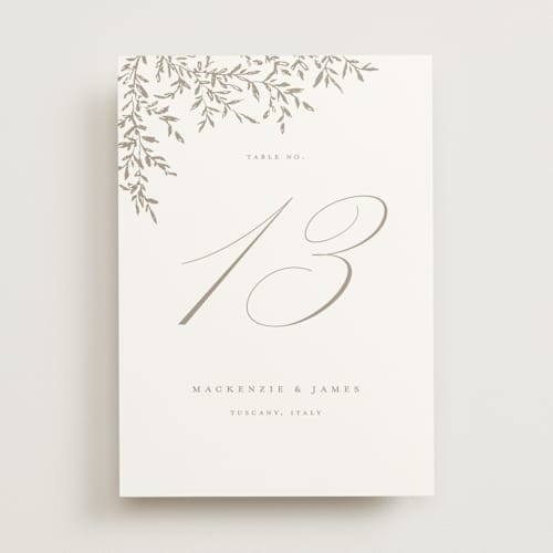 This is a chantilly table numbers with standard by Wildfield Paper Co called romantic wreath printing on doublethick in standard