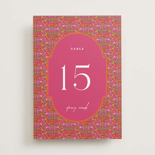 This is a fuchsia table numbers with standard by Pati Cascino called varna printing on doublethick in standard
