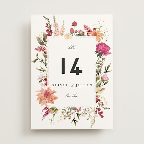 This is a magenta table numbers with standard by Susan Moyal called lush printing on doublethick in standard