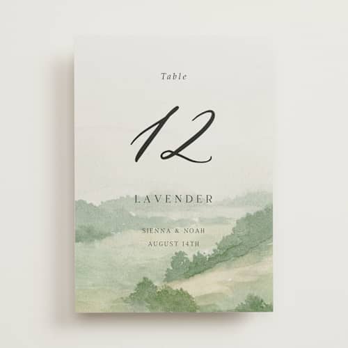 This is a meadow table numbers with standard by Elly called the vow printing on doublethick in standard