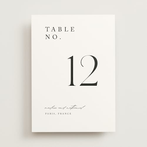 This is a silk table numbers with standard by Kelly Schmidt called astoria printing on doublethick in standard